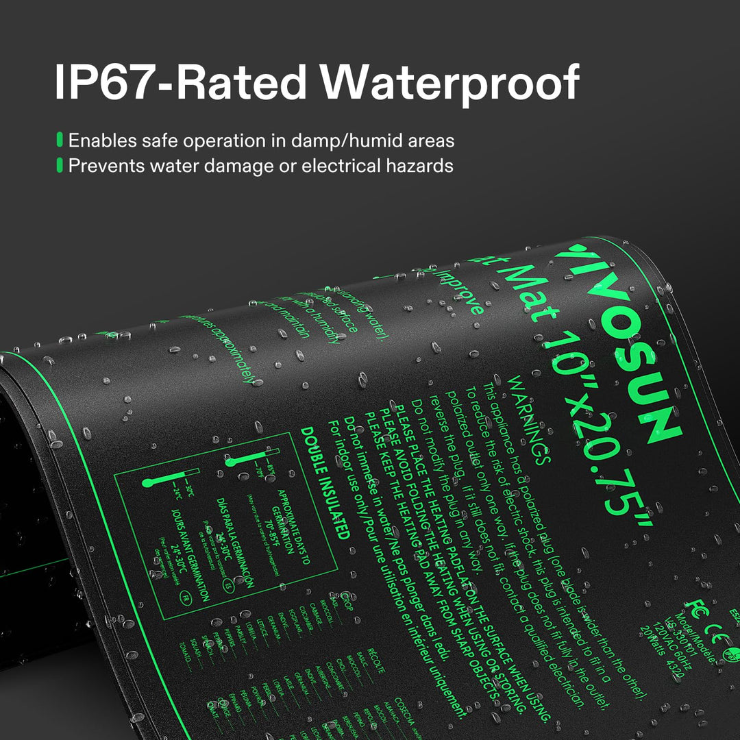 Durable Waterproof Seedling Heat Mat 10 x 20.75 UL & MET-Certified Warm Hydroponic Heating Pad for Germination, Indoor Gardening, Greenhouse
