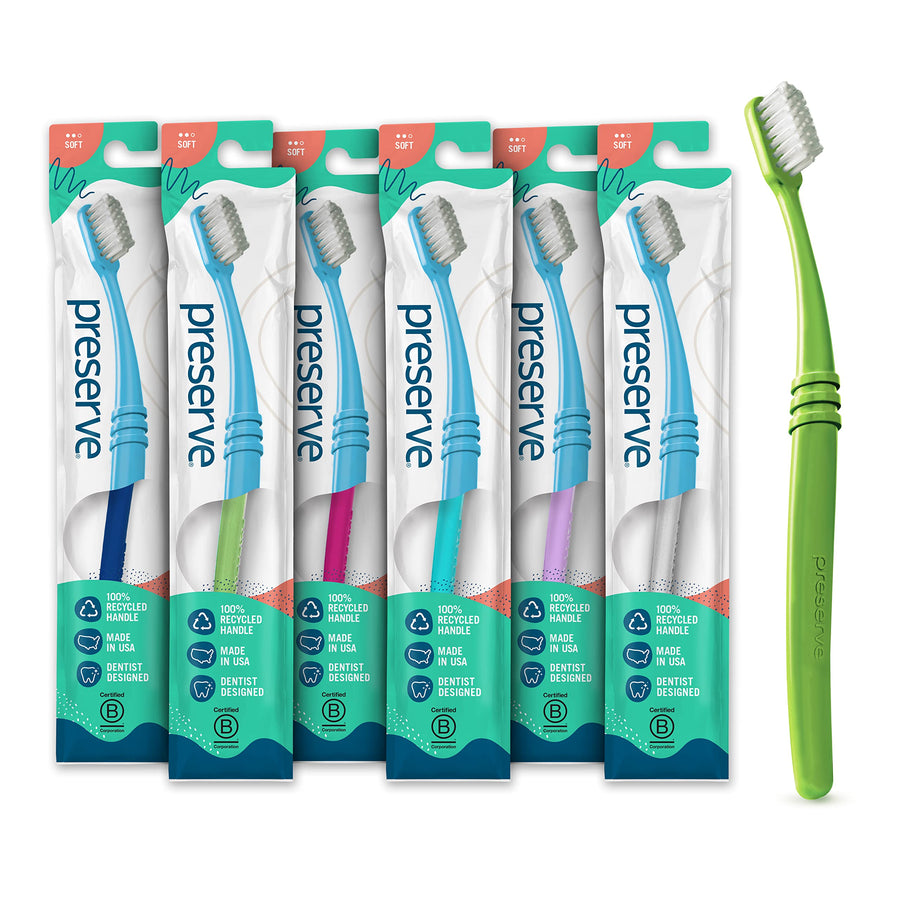 Toothbrushes in Lightweight Pouch, Soft Bristles, 6-Count (Colors Vary)