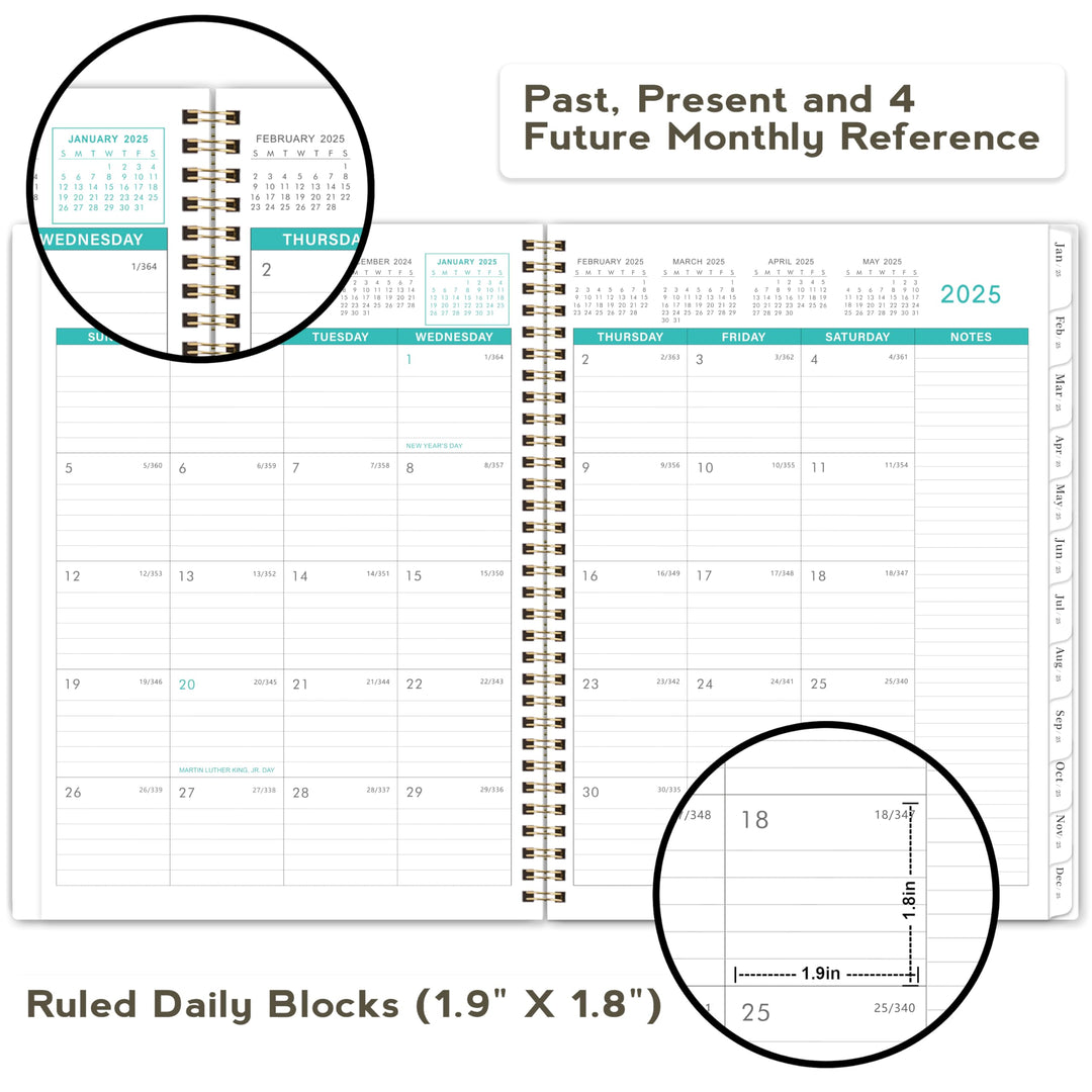 2025 Monthly Planner - Monthly Planner 2025 from Jan 2025 - December 2025, Calendar 2025 Monthly Planner with Tabs, Inner Pocket, 8.5‘’ x 11‘’
