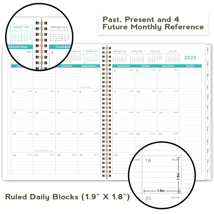 2025 Monthly Planner - Monthly Planner 2025 from Jan 2025 - December 2025, Calendar 2025 Monthly Planner with Tabs, Inner Pocket, 8.5‘’ x 11‘’