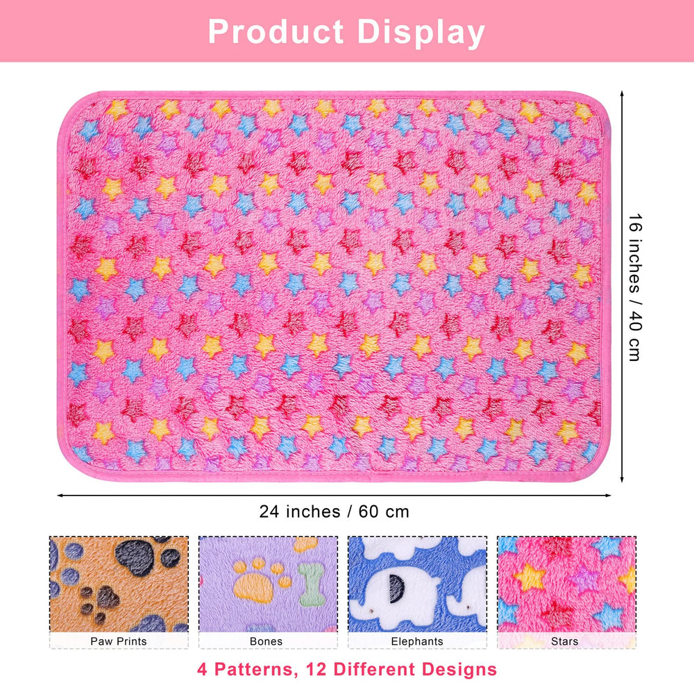 12 Pieces Dog Blanket Warm Pet Blankets Puppy Kitten Small Animals Blankets Washable Fluffy Blankets for Dog Cat, 24 x16 Inch