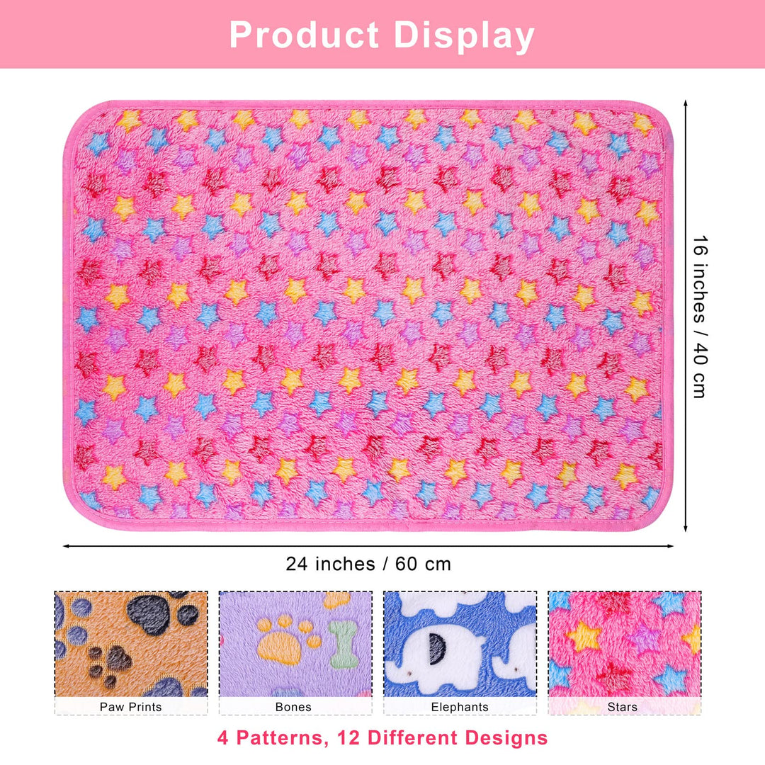 12 Pieces Dog Blanket Warm Pet Blankets Puppy Kitten Small Animals Blankets Washable Fluffy Blankets for Dog Cat, 24 x16 Inch