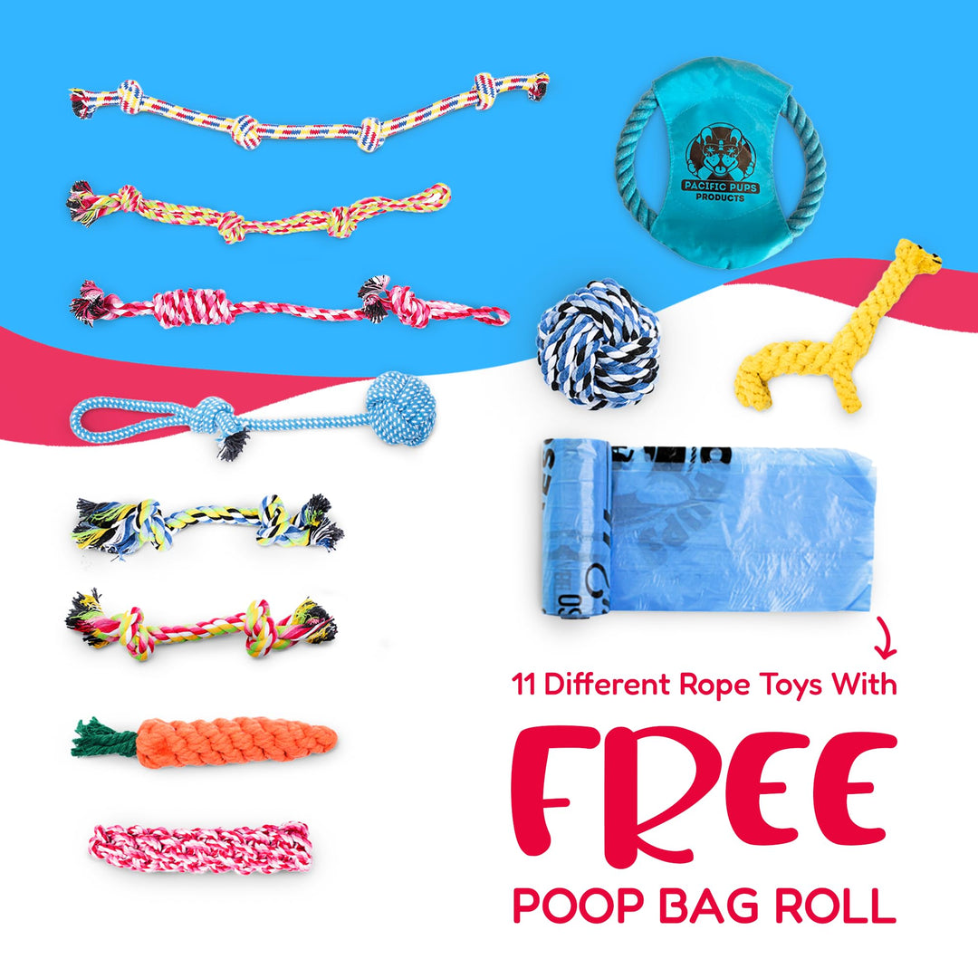 Rope Dog Toy Bundle - 11 Pack of puppy toys & dog rope toys for Medium Dogs - Tug of War Dog Toys, Rope Chew Toys for Dogs, Puppy Rope Toys Teething, Dog Rope Toys for Small Dogs
