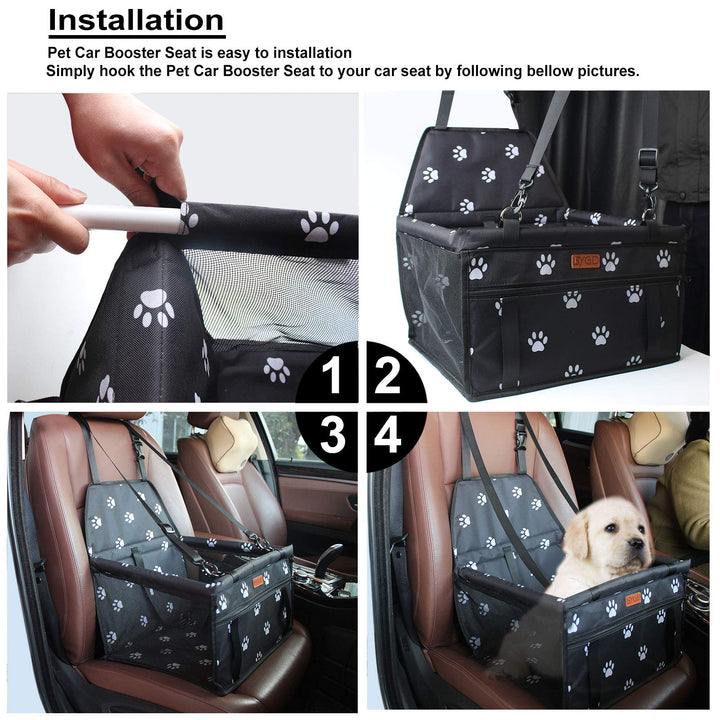 Pet Dog Booster Seat, with Upgrade Support Rod, Breathable and Foldable Pet Car Basket, Pet Dog Car Portable Seat, Suitable for Small and Medium Pets