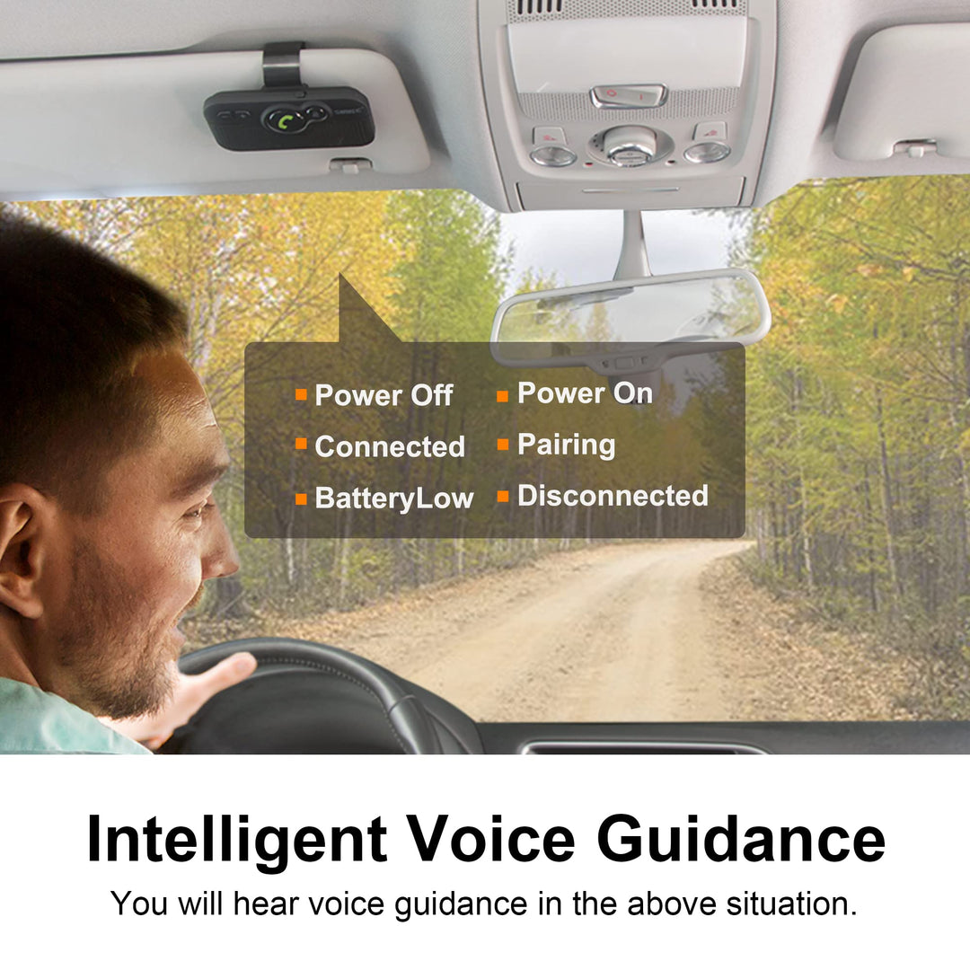 Bluetooth Car Speaker for Cell Phone, Handsfree Bluetooth Car Kit Motion AUTO ON Off Support Siri Voice Assistant Handsfree Speakerphone with Visor Clip - BC980P