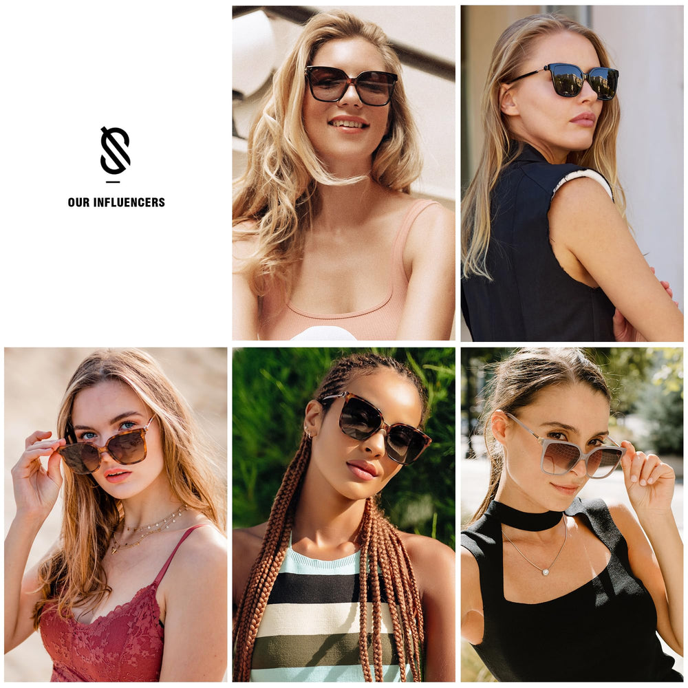 Fashion Square Sunglasses for Women Trendy UV Protection Lens Womens Sunnies Sunglasses SJ2196, Dark Tortoise Frame/Brown Grading Lens