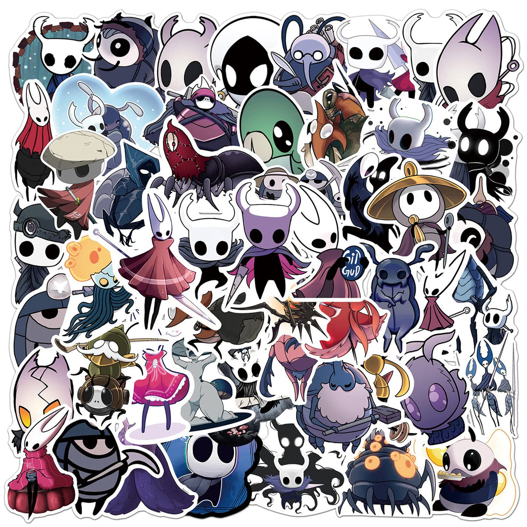 50 PCS Hollow Knight Stickers Halloween Decorations Cartoon Game Stickers Vinyl Waterproof Stickers for Laptop,Bumper,Water Bottles,Hard Hat Stickers and Decals,car Stickers for Teen Girl Kid