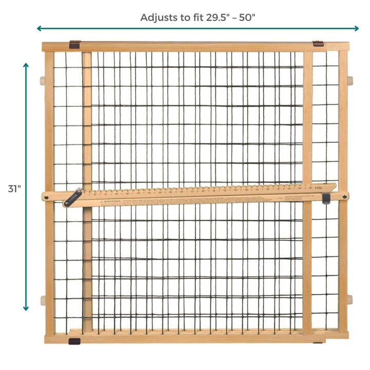 North States Wire Mesh Dog Gate: 29.5-50 Wide. Pressure Mount. No tools needed. Dog Gate 31 Tall, Expandable, Durable Dog Gates for Doorways, Sustainable Hardwood
