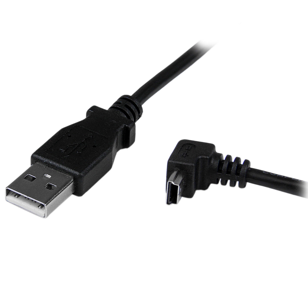 Down Angle Mini USB Cable - 2m - Black - USB A to Mini USB B - USB to Mini USB Cable - Mini USB Charger - USB A to Mini B (USBAMB2MD)