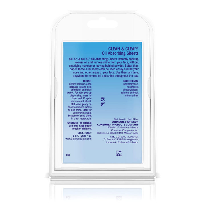 Clean & Clear Oil Absorbing Facial Sheets, Portable Blotting Papers for Face and Nose, Blotting Sheets for Oily Skin to Instantly Remove Excess Oil and Shine, Absorbing Blotting Papers, 50 ct