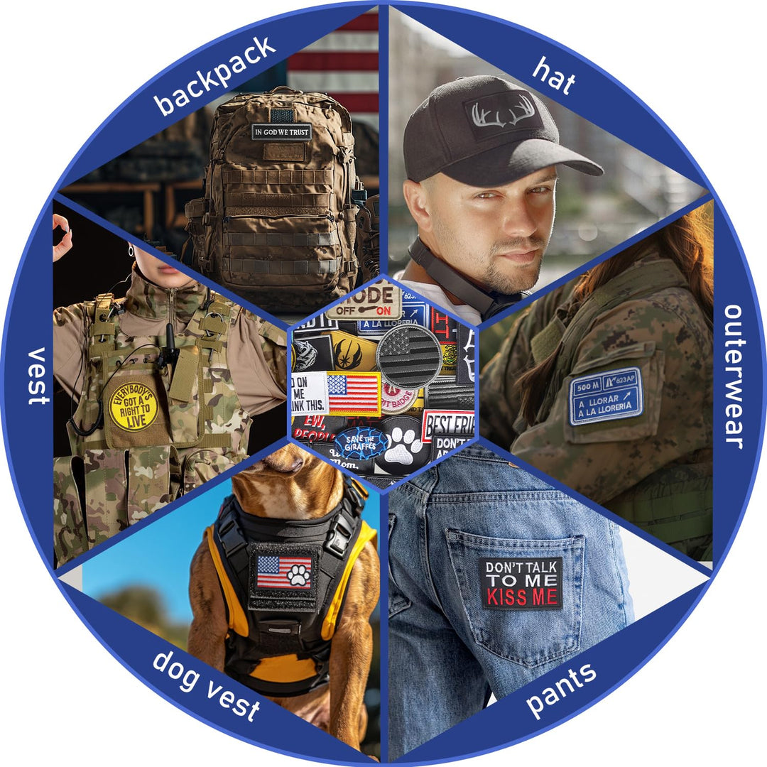20 Pieces Random Morale Patches, Funny Tactical Patch, Hook and Loop Patch for Vest, Backpacks, Hat, Clothes, Etc