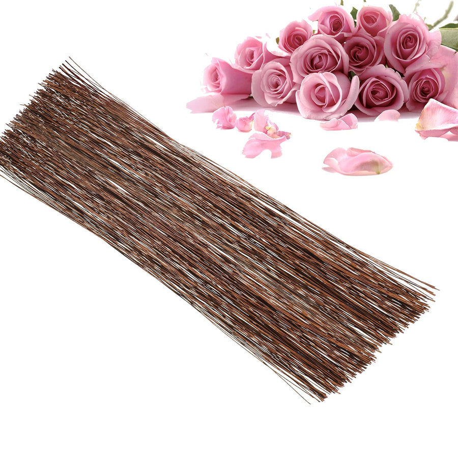 200 Pieces 26 Gauge Floral Wire 14 Inch Floral Paper Wrapped Wire Flexible Paddle Wire for Fuax Flower Making DIY Bouquet Handcrafts Wood Flowers (Dark Brown)