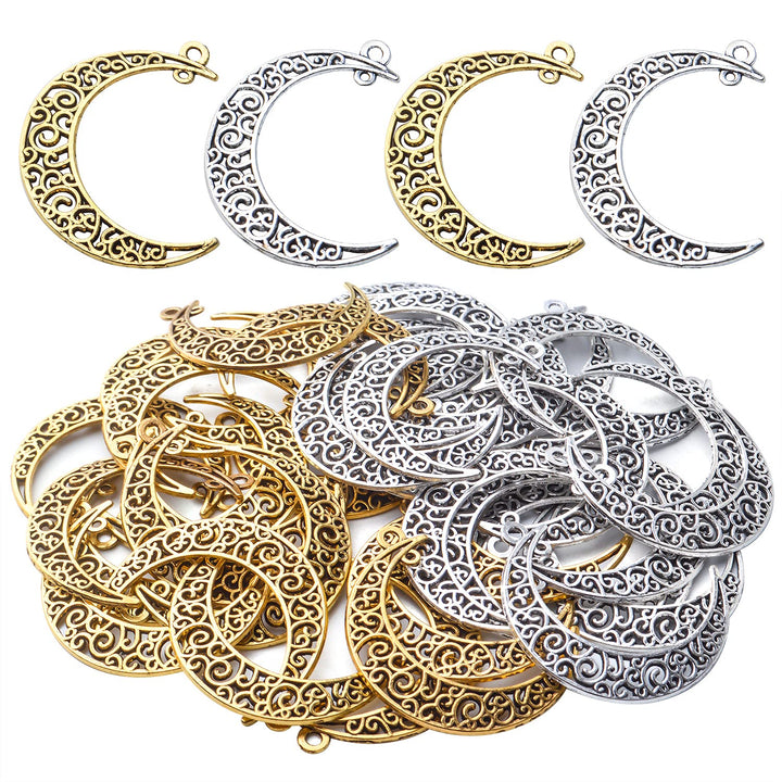 40pcs Hollow Moon Charms Crescent Moon Pendants Celestial Charms Crafts Supplies for DIY Bracelet Necklace Jewelry Making Accessory