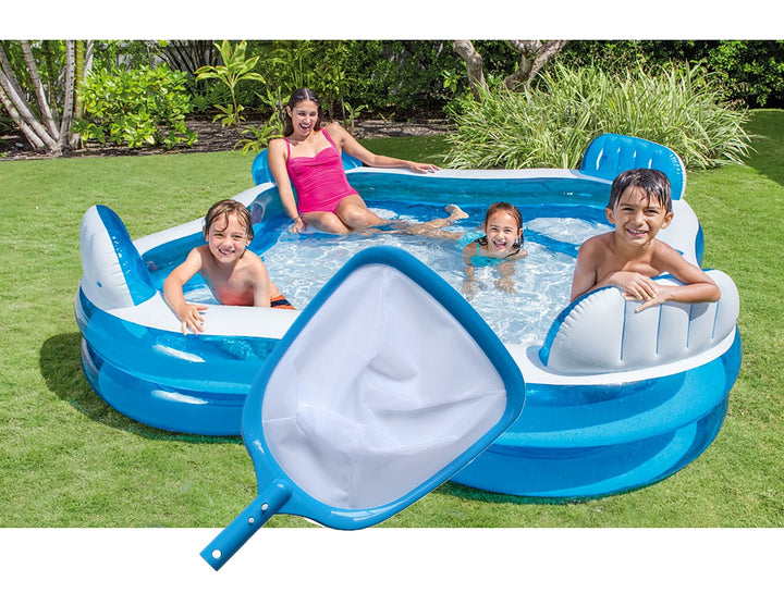 Pool Spa Leaf Skimmer Net with White Ultra Fine Mesh with 4 Deep Pocket Great for Removing Leaves & Debris in In-Ground Pool Spa and Above Ground Pool, Inflatable Pool, Hot Tub, and Fountain