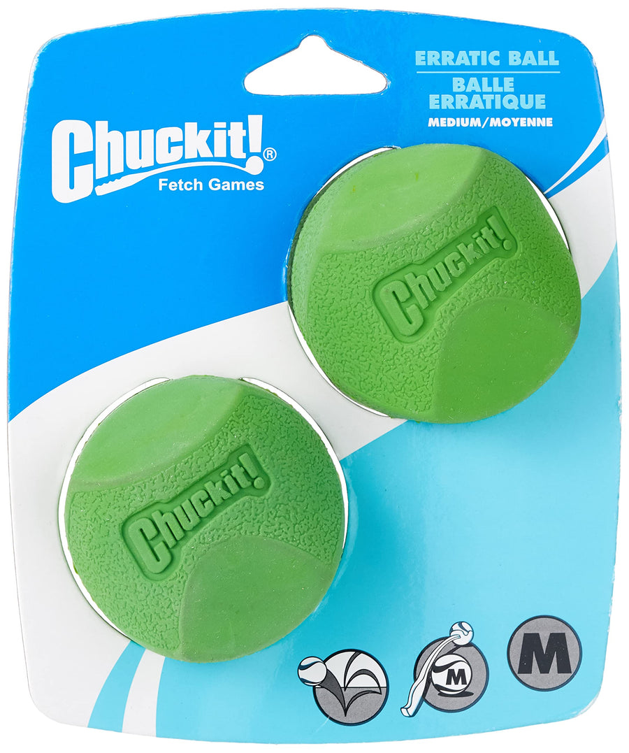 Erratic Ball Dog Toy, Medium (2.5 Inch), Pack of 2 Indoor and Outdoor Dog Toy