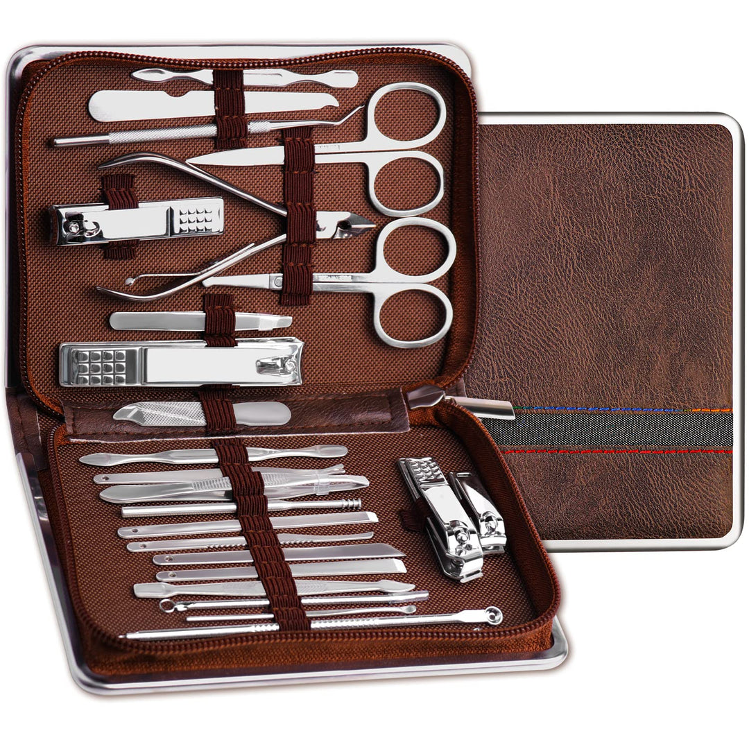 Manicure Set Professional Manicure Kit Women Mens Nail Grooming Kit, 26 in 1 Stainless Steel Nail Clipper Set Pedicure Kit for Men with Travel Case