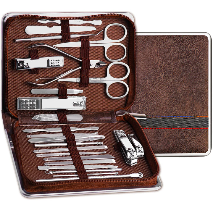 Manicure Set Professional Manicure Kit Women Mens Nail Grooming Kit, 26 in 1 Stainless Steel Nail Clipper Set Pedicure Kit for Men with Travel Case