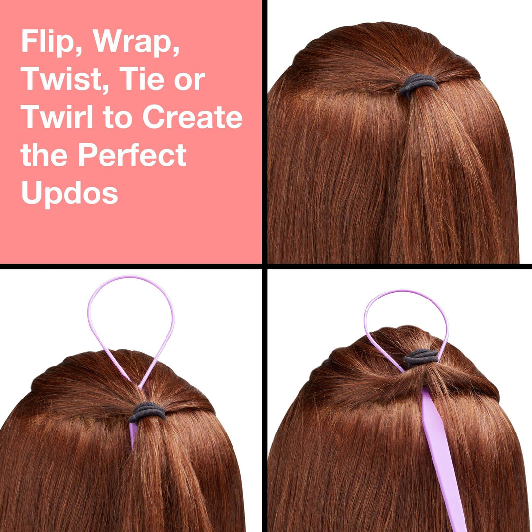 Topsy Tail Hair Tool - Ponytail Hair Loop Styling Tool - Includes Hair Ties Hair Styling Kit Included - 5-Piece Set