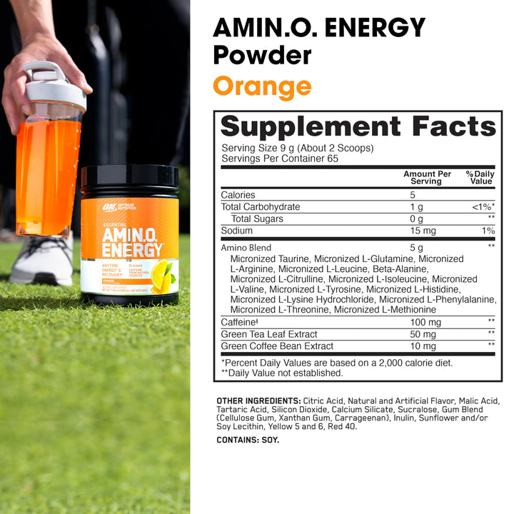 Amino Energy - Pre Workout with Green Tea, BCAA, Amino Acids, Keto Friendly, Green Coffee Extract, Energy Powder - Orange Cooler, 65 Servings (Packaging May Vary)