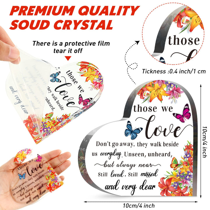 Sympathy Bereavement Gift Acrylic Heart Memorial Gift for Loss of Loved One Sympathy Condolence Grief Table Decor Gift Sympathy Gift for Christmas Remembrance Decor(4 x 4 x 0.4 Inch)