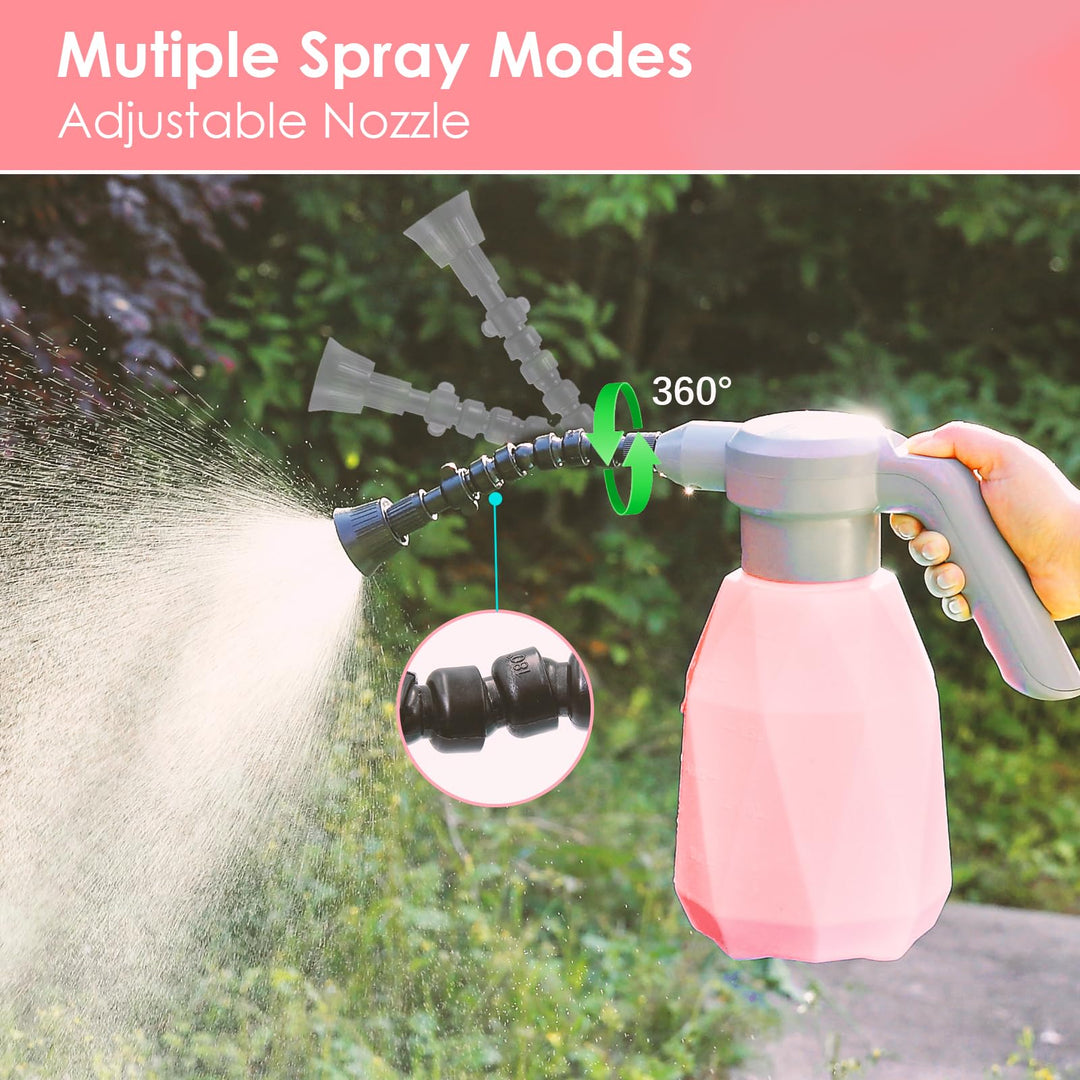 0.5 Gallon Electric Spray Bottle Plant Mister for Indoor/Outdoor Plants, 2L Automatic Watering Can Rechargeable Battery Powered Sprayer with Adjustable Spout for Garden, Fertilizing, Cleaning
