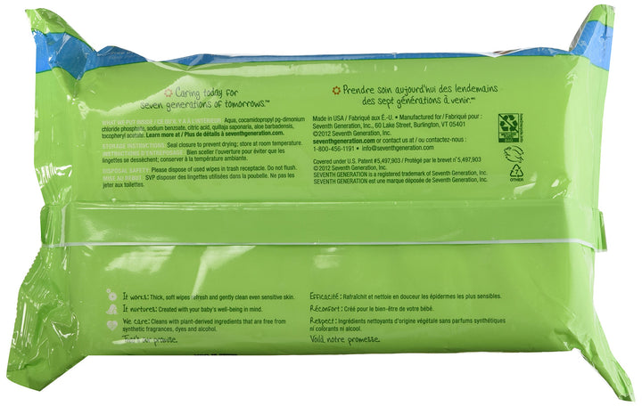 Seventh Generation Free & Clear Thick n' Strong Baby Wipes Pack (64 Sheets)