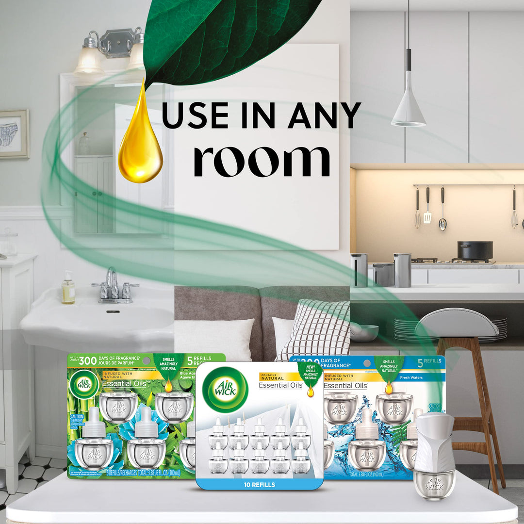 Plug in Scented Oil Refill, 2 ct, Fresh Linen, Air Freshener, Essential Oils