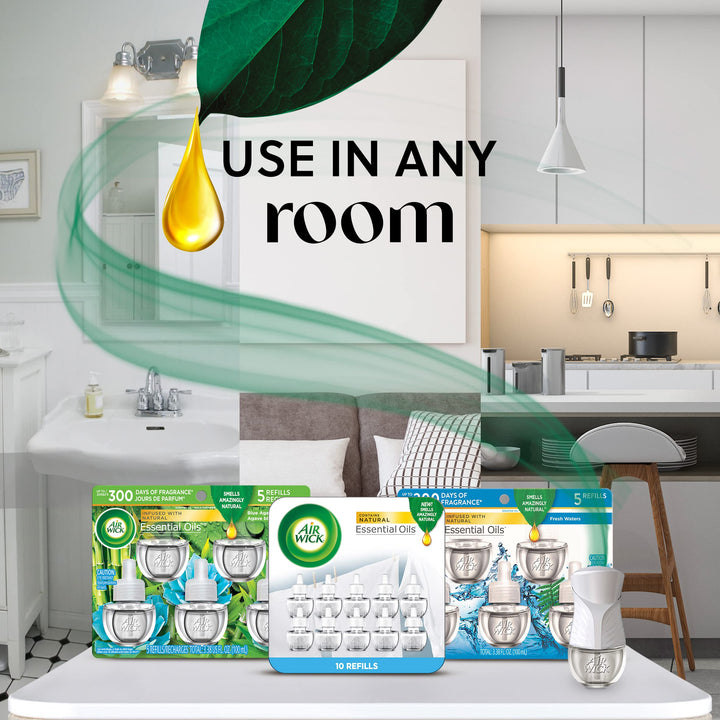 Plug in Scented Oil Refill, 2 ct, Fresh Linen, Air Freshener, Essential Oils