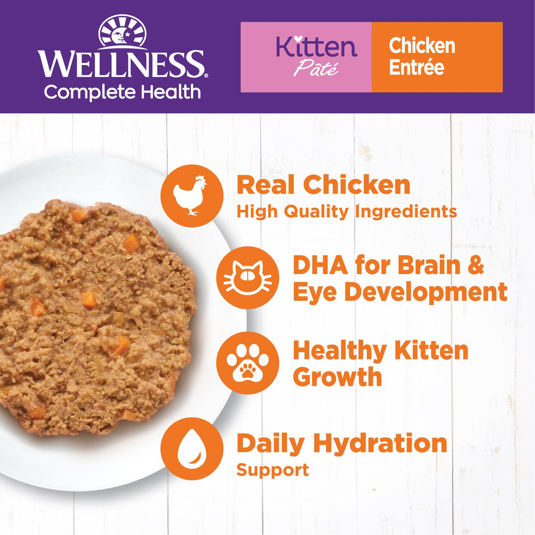 Complete Health Pate Kitten Wet Cat Food, Natural, Protein-Rich, Grain Free, 3 Ounce, 24 Pack, (Chicken)