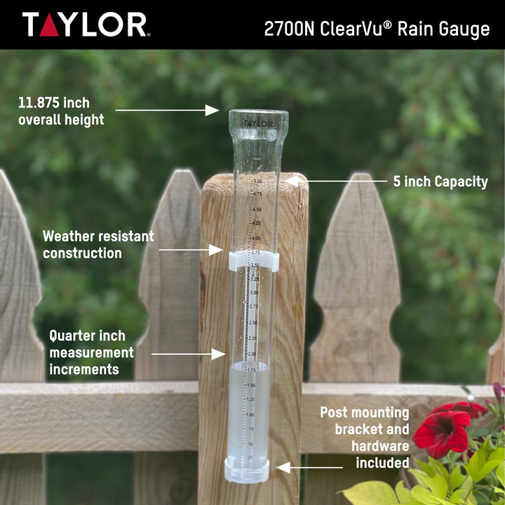 ClearVu 5 Capacity Rain Gauge with Post Mounting Bracket