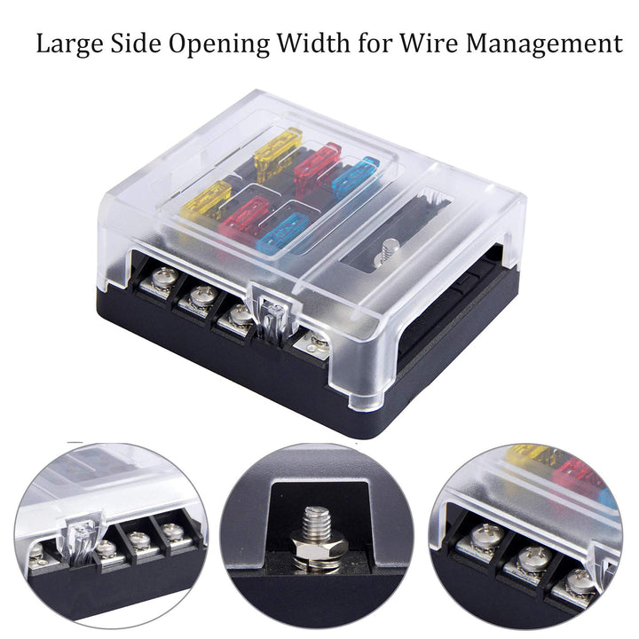 Fuse Block, 6 Way Fuse Panel with 36pcs Fuse Blades Fuse Box w/Negative Bus LED Warning Indicator for Boat Marine Car Auto (6 Circuit)