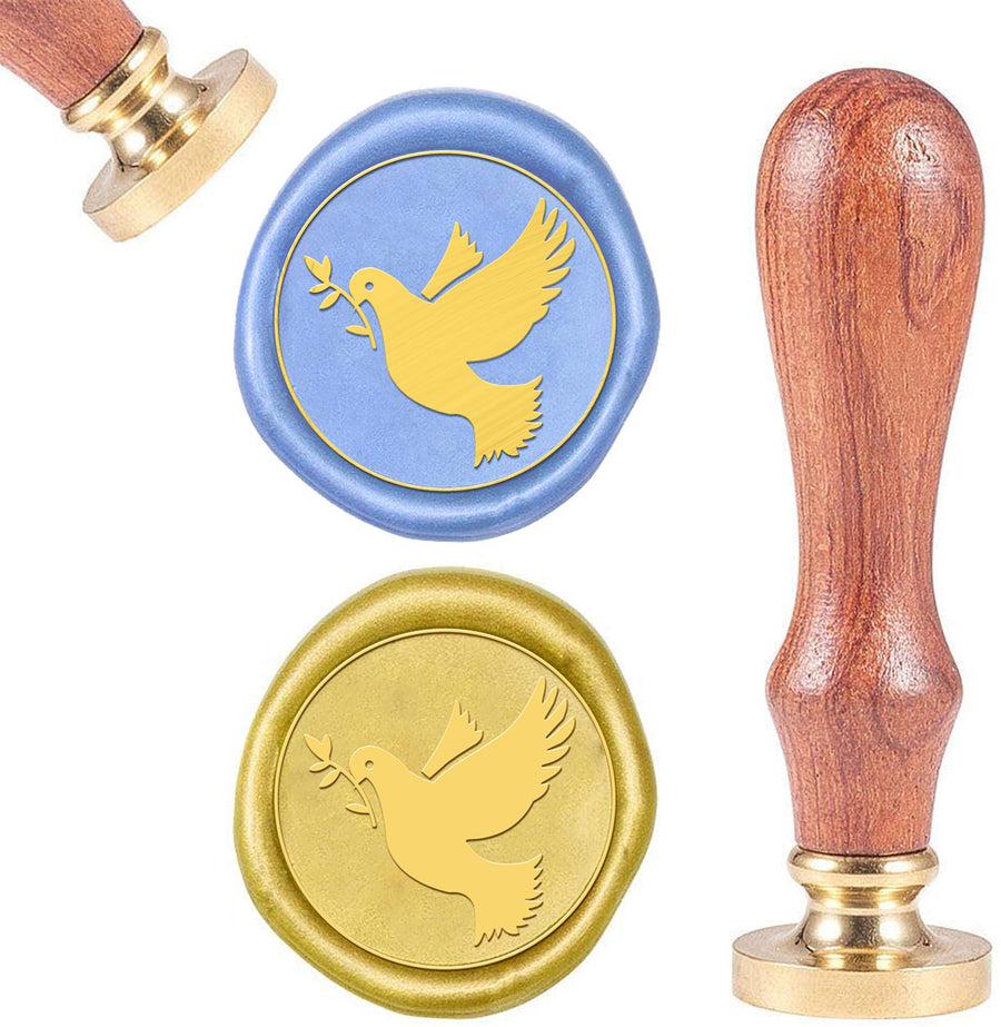 Bird Wax Seal Stamp Peace Dove Vintage Wax Sealing Stamps Animal Retro 25mm Removable Brass Head Wooden Handle for Envelopes Invitations Wine Packages Greeting Cards Weeding