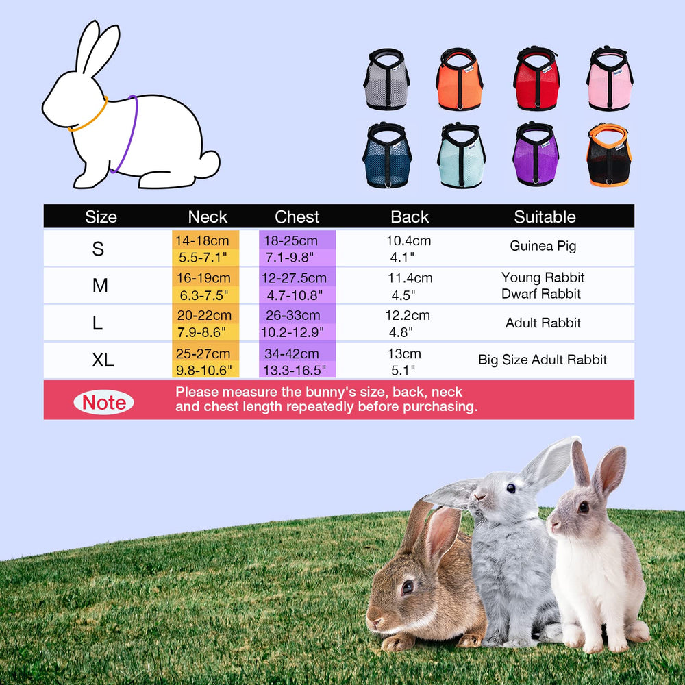 Adjustable Soft Harness with Elastic Leash for Rabbits (M, Purple)