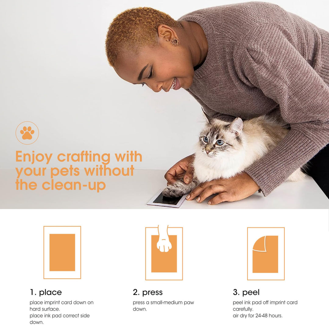 Pet Paw Print Clean Touch Ink Pad and Imprint Cards, Perfect for Cats or Dogs, Black