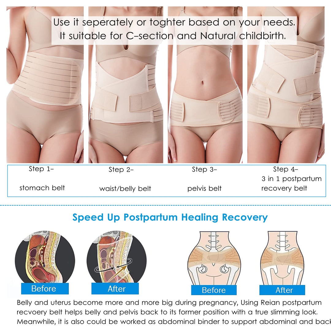 Postpartum Belly Wrap for Post C-Section & Natural Birth Recovery, Belly Band for Post Pregnancy Fajas Postparto Abdominal Binder, Girdles for Postnatal (Plus Size, Black)