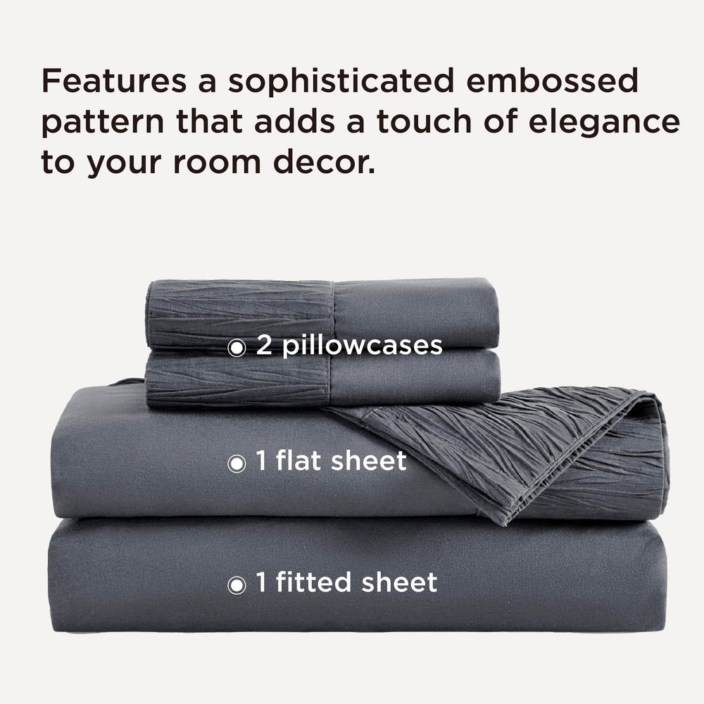 Queen Sheet Set - 4 Pieces Soft Queen Size Sheets - Breathable & Cooling - Hotel Luxury - Easy Care Polyester Microfiber Bedding for Women, Men, Dark Grey