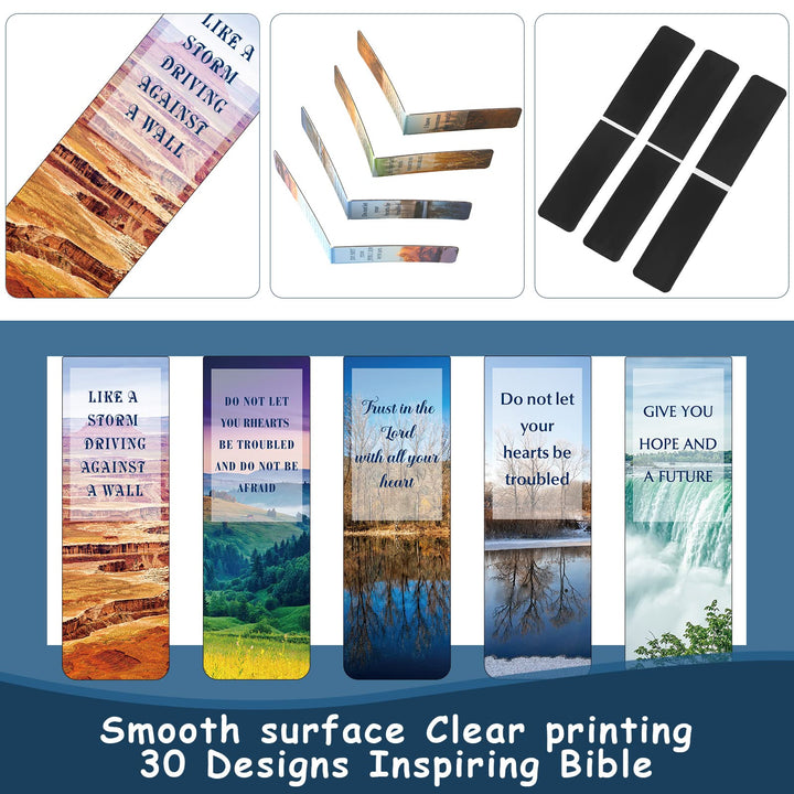 30 Pieces Bible Verses Magnetic Inspirational Bookmarks with Full Scripture Christian Magnetic Book Markers for Men Women Religious Graduation Gifts Students Teachers Book Lovers(Novel Pattern)
