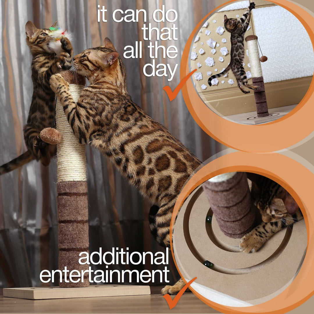 Tall Cat Scratching Post Cat Interactive Toys - Cat Scratch Post Cats Kittens - Plush Sisal Scratch Pole Cat Scratcher - 22 inches (Beige)