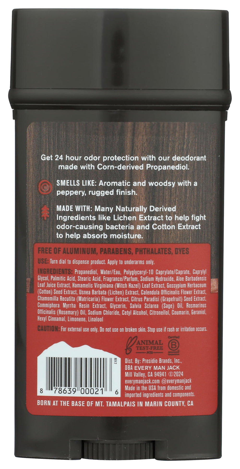 Deodorant Stick Aluminum Free, Cedarwood, 3 Oz