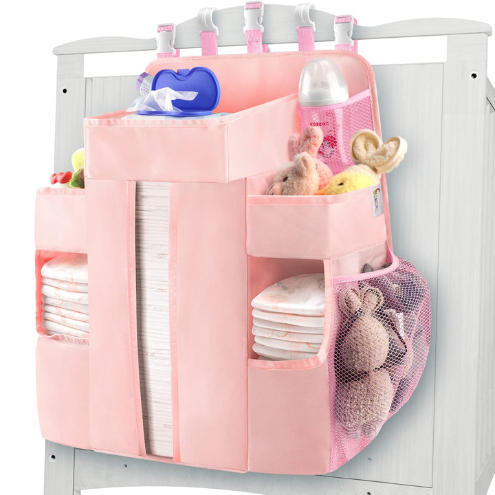 XL Changing Table Organizer, Hanging Diaper Organizer for Cirb, Pack n Play Diaper Holder, Baby Accessories for Crib, Baby Essentials for Newborn, Baby Shower Gifts(Grey Cloud)