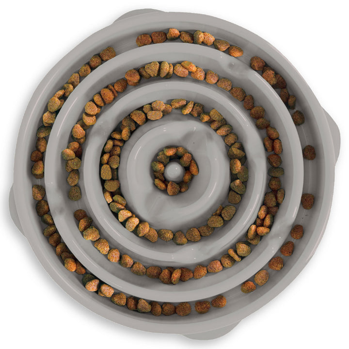 Fun Feeder Slo Bowl, Large Slow Feeder Dog Bowl, 4 Cups, Gray