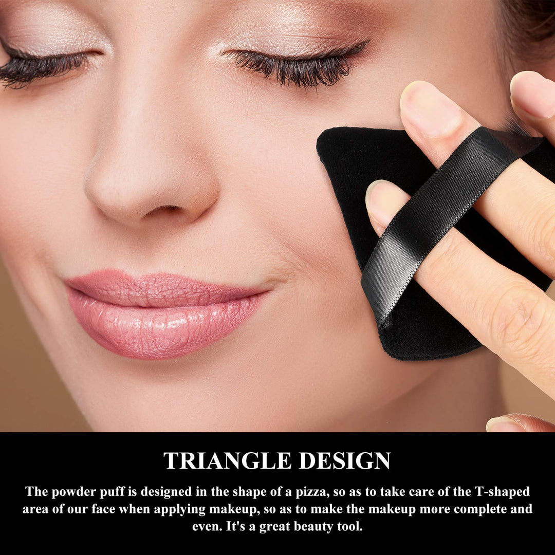 Fiber Triangular Makeup Puffs, 12 Pieces, Black, Soft Reusable Face Cosmetic Tools for Foundation, Powder, Blush, Concealer & More