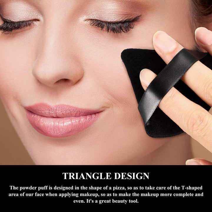 Fiber Triangular Makeup Puffs, 12 Pieces, Black, Soft Reusable Face Cosmetic Tools for Foundation, Powder, Blush, Concealer & More