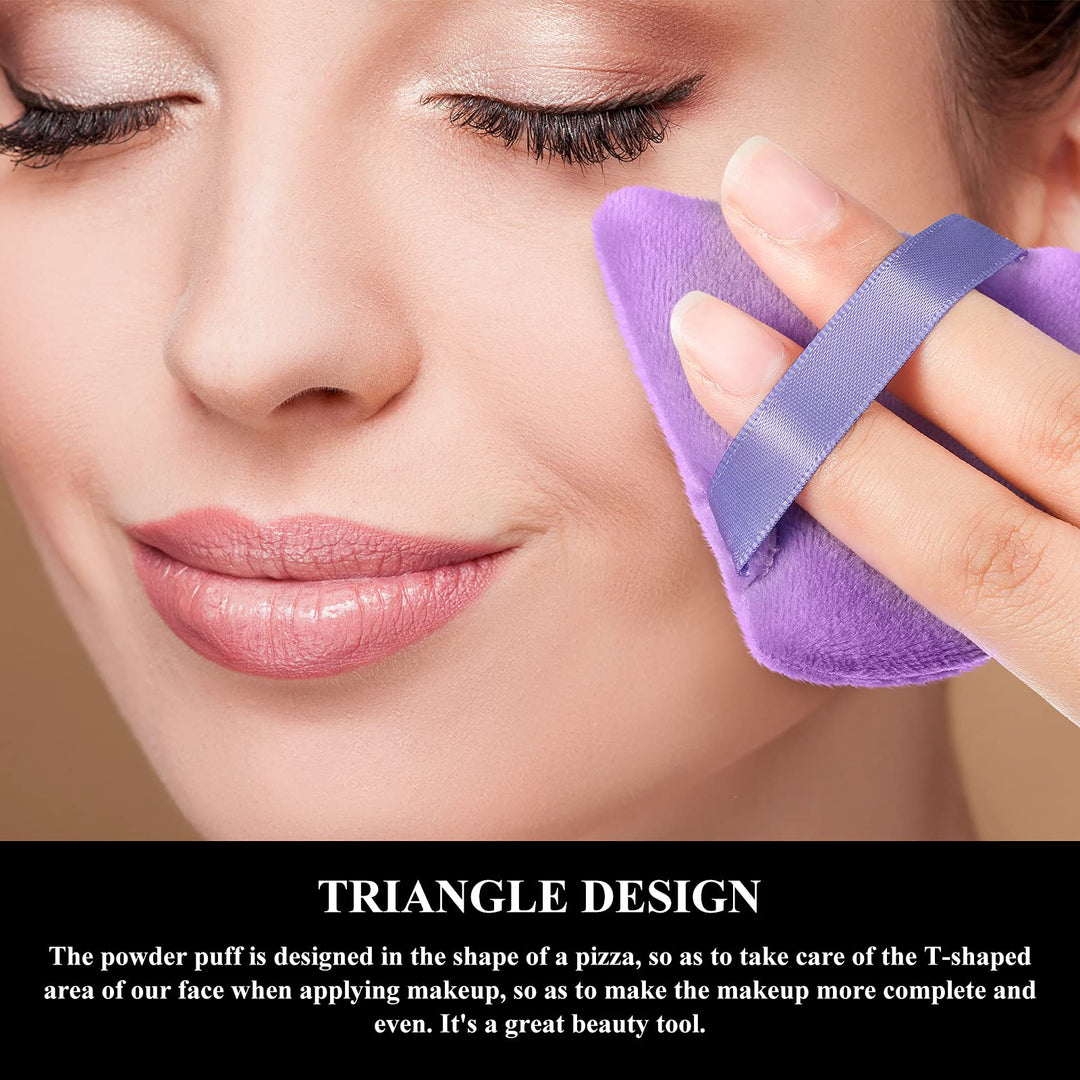 12 Pieces Powder Puff Face Triangle Makeup Puff for Loose Powder Soft Body Cosmetic Foundation Sponge Mineral Powder Wet Dry Makeup Tool (Black, Purple)