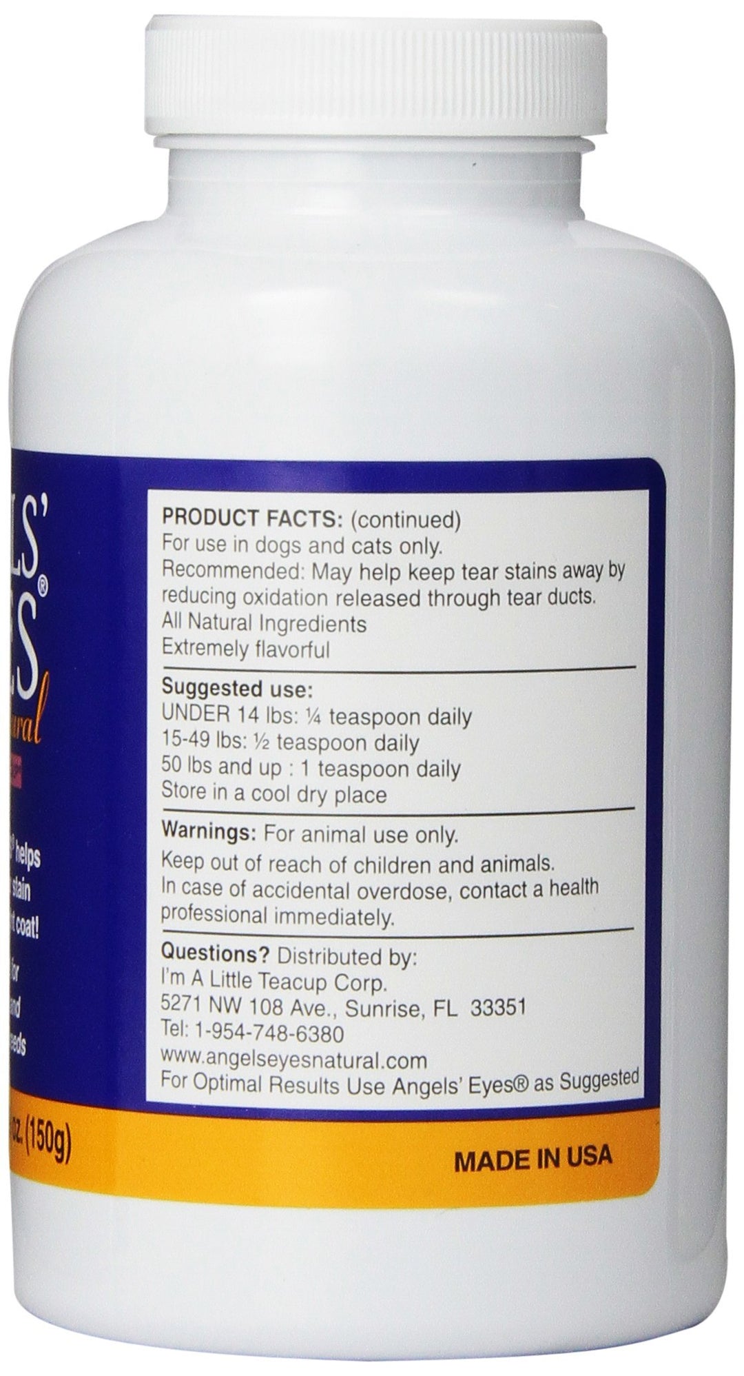 ANGELS' EYES Natural Tear Stain Prevention Chicken Powder for Dogs | All Breeds | No Wheat No Corn | Daily Support for Eye Health | Proprietary Formula |Limited Ingredients | Net Contents 150g