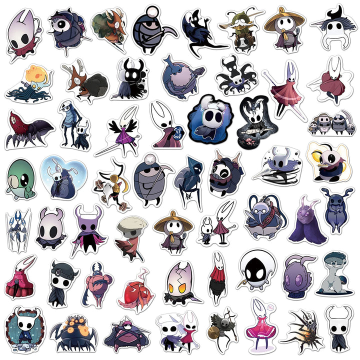 50 PCS Hollow Knight Stickers Halloween Decorations Cartoon Game Stickers Vinyl Waterproof Stickers for Laptop,Bumper,Water Bottles,Hard Hat Stickers and Decals,car Stickers for Teen Girl Kid