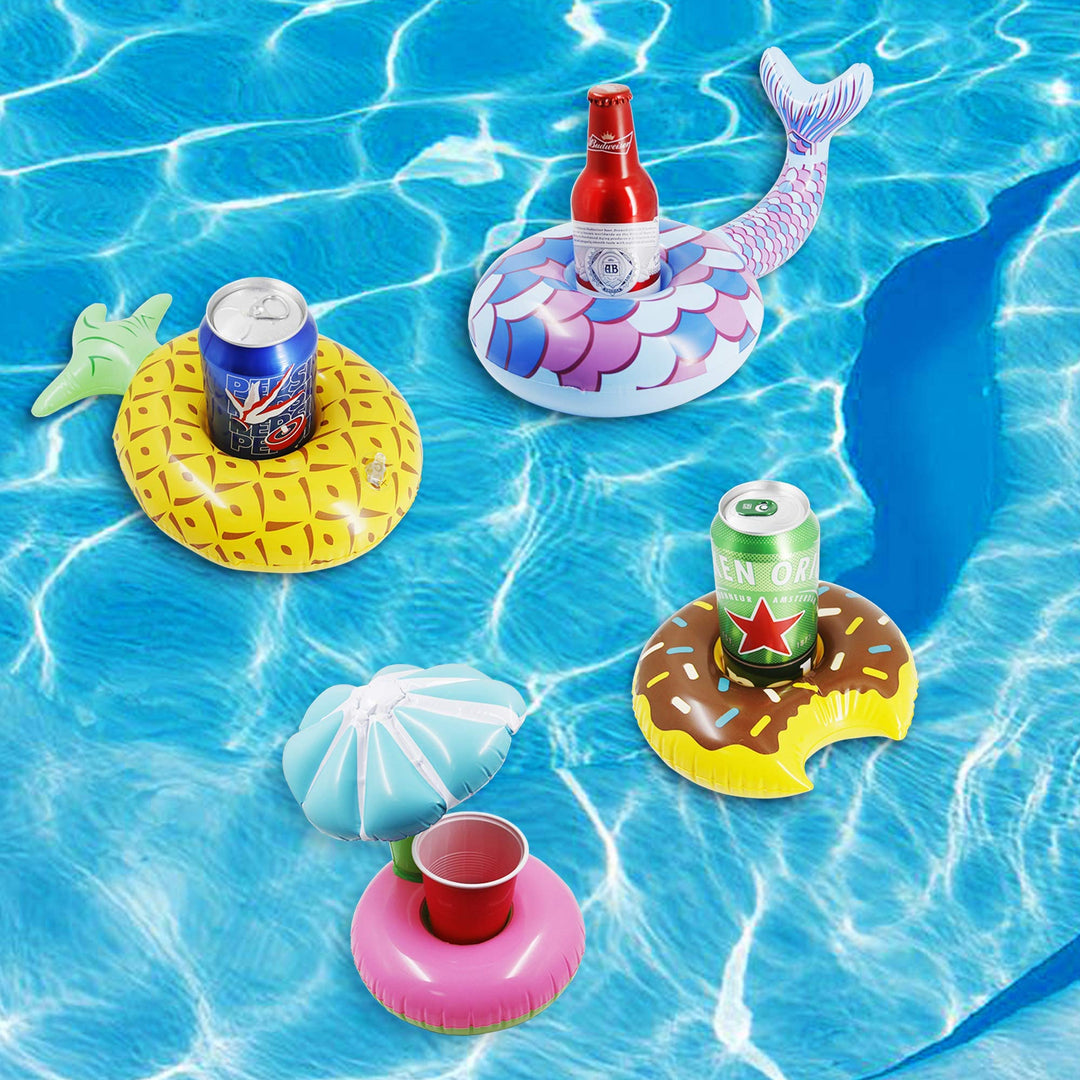 12 Pack Inflatable Floating Drinking Holders, Drink Floats Inflatable Cup Coasters for Pool Party