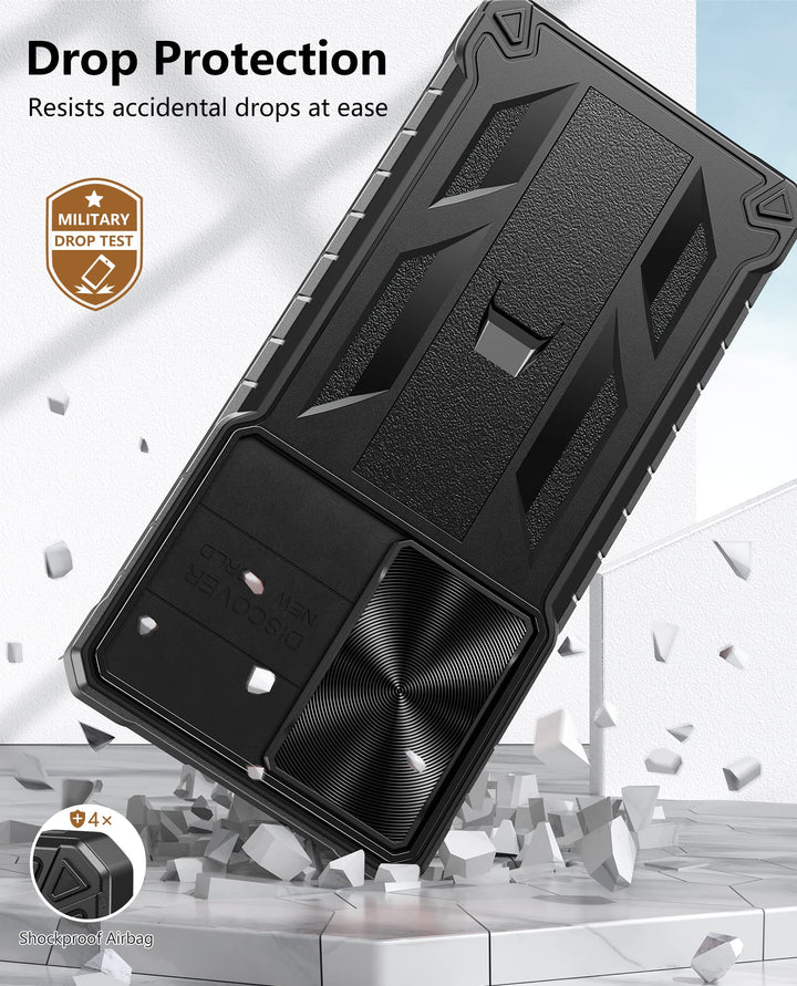 for Samsung Galaxy S20-FE Case: Military Grade Drop Proof Protection Mobile Cover with Kickstand | Matte Textured Rugged Shockproof TPU | Protective Phone Case for Samsung S20 FE 5G - Black
