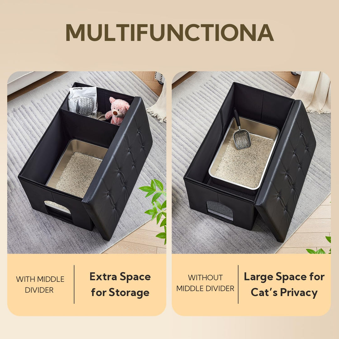 Cat Litter Box Enclosure Furniture Hidden, Cat Washroom Bench Storage Cabinet | Extra Large 35.4'' x 19.7'' x 19.7''| Dog Proof | Waterproof Inside/Easy Clean | Easy Assembly | Odor Control