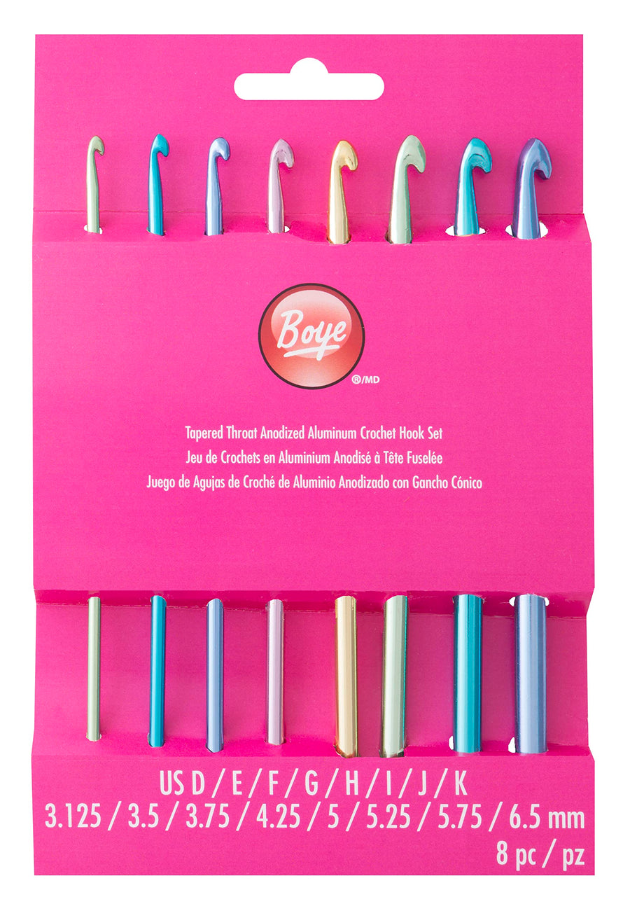 Crochet Set Alum Sz Notion, Hook sizes: 3.125-6.5 mm, US D-K, Assorted
